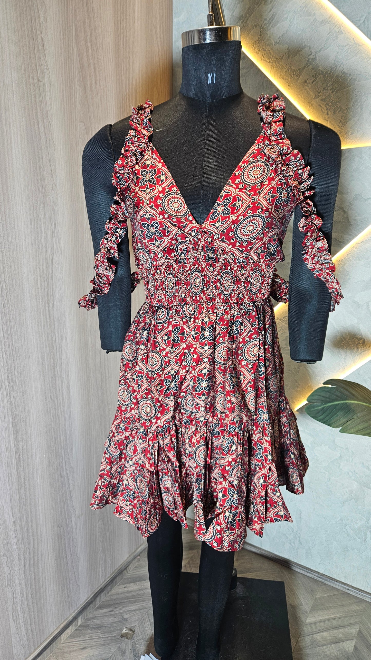 062-D-HOB Boho-Chic printed sleeveless dress  – Made in India