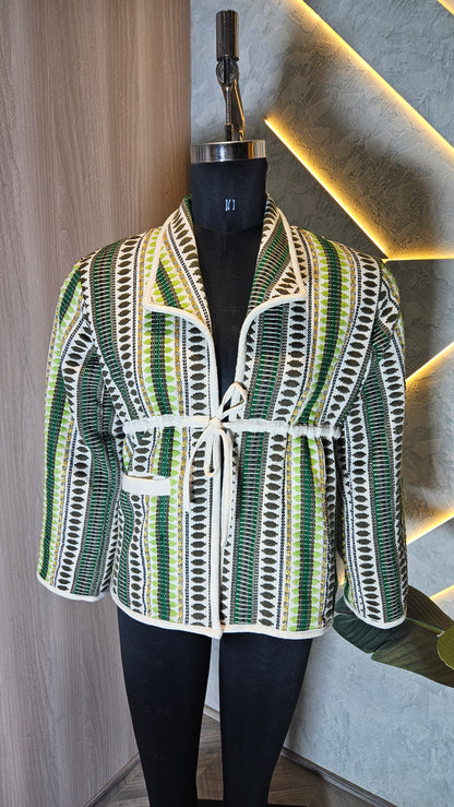 063-J-HOB Handwoven Ethnic-Inspired Cotton Jacket Top  – Made in India