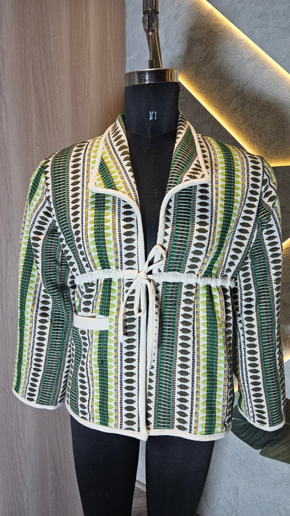 063-J-HOB Handwoven Ethnic-Inspired Cotton Jacket Top  – Made in India