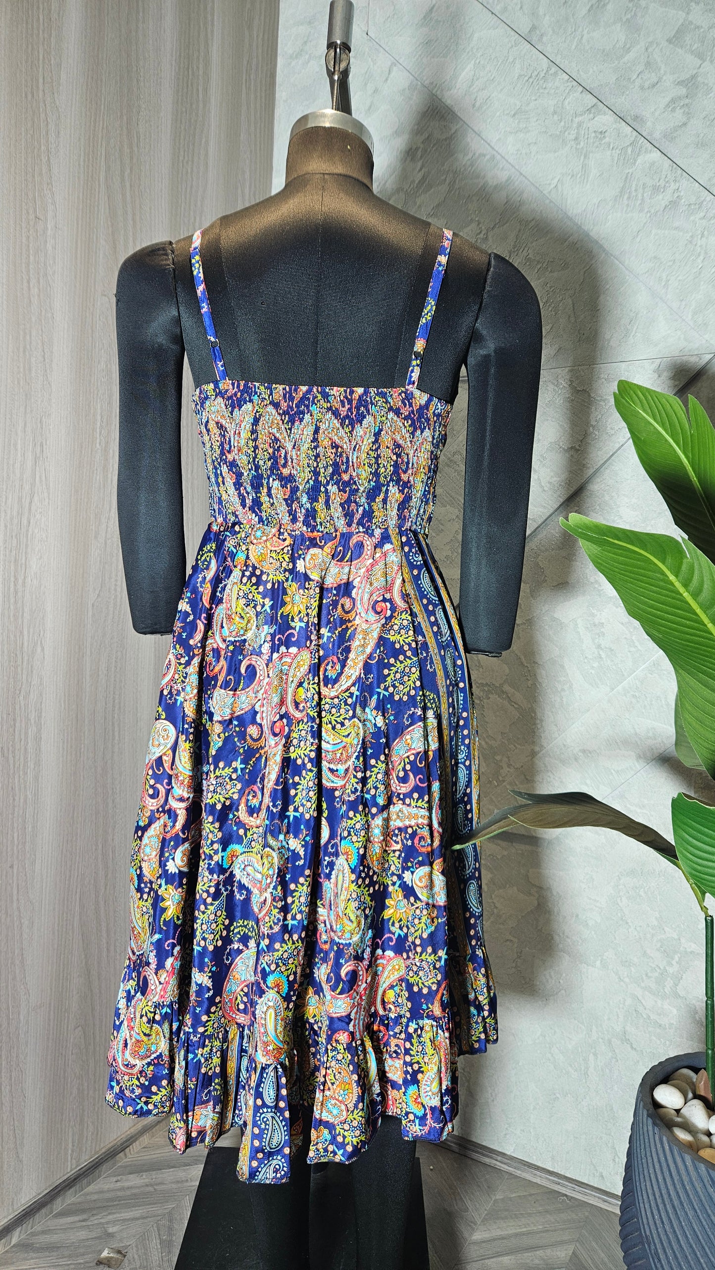 064-D-HOB Women's Boho Paisley Print Sleeveless Wrap Dress – Made in India