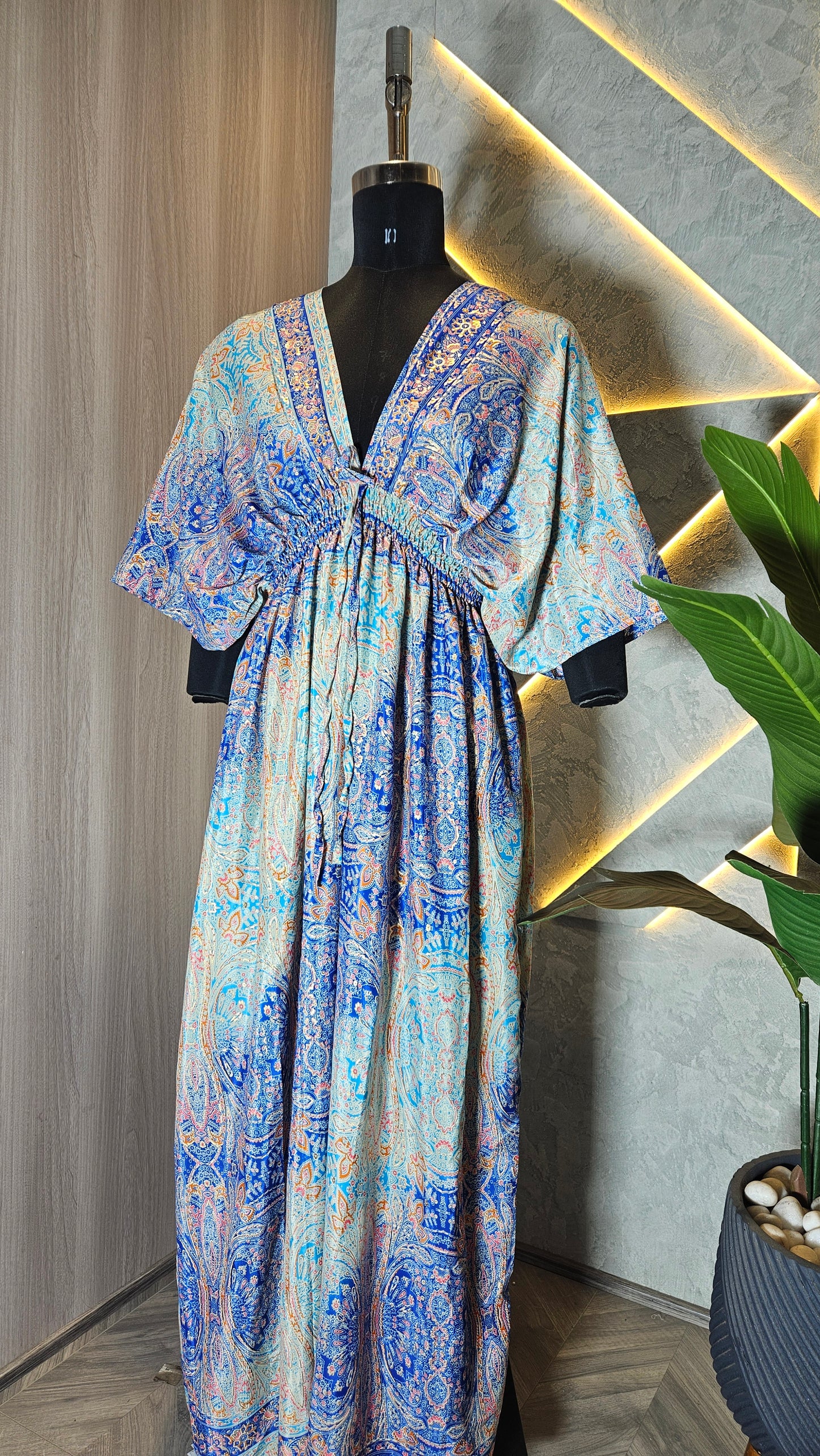 065-D-HOB Elegant Indian Boho Kaftan Maxi Dress – Made in India