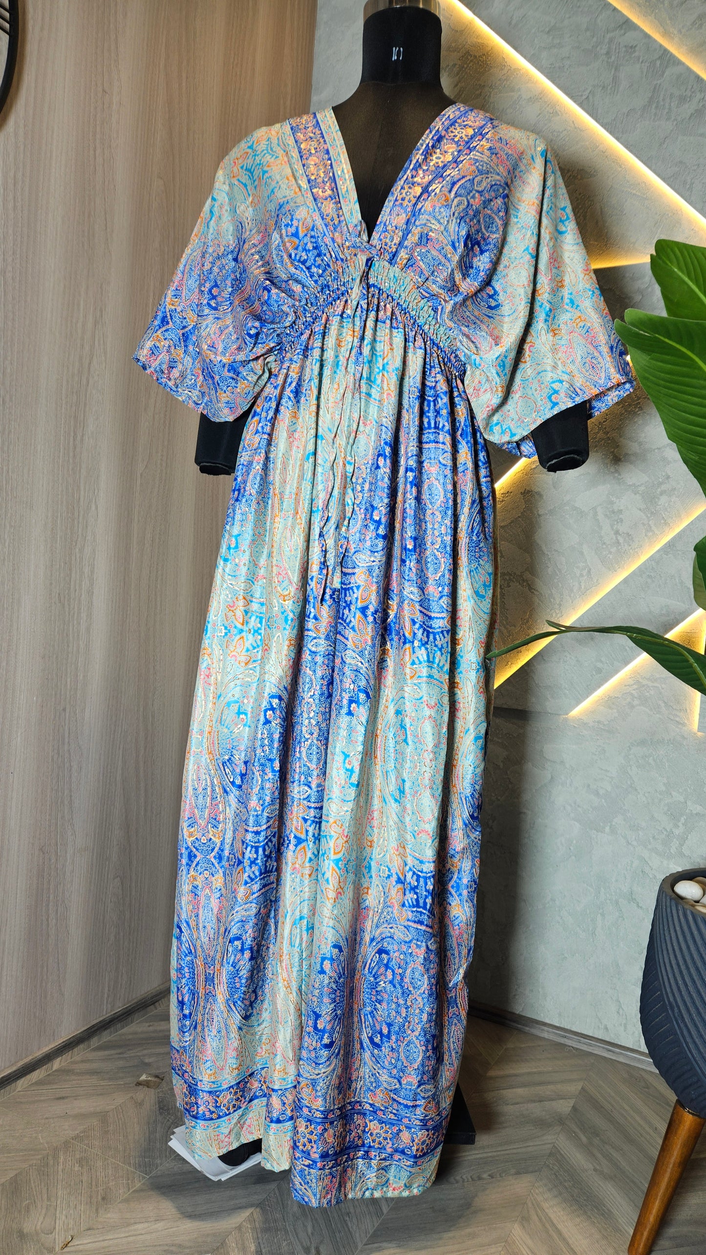 065-D-HOB Elegant Indian Boho Kaftan Maxi Dress – Made in India