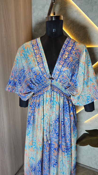 065-D-HOB Elegant Indian Boho Kaftan Maxi Dress – Made in India