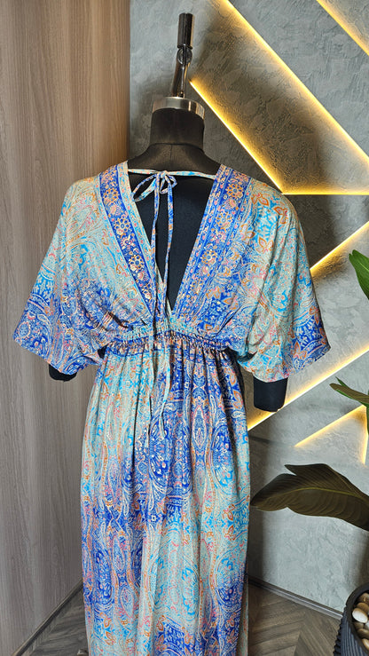 065-D-HOB Elegant Indian Boho Kaftan Maxi Dress – Made in India