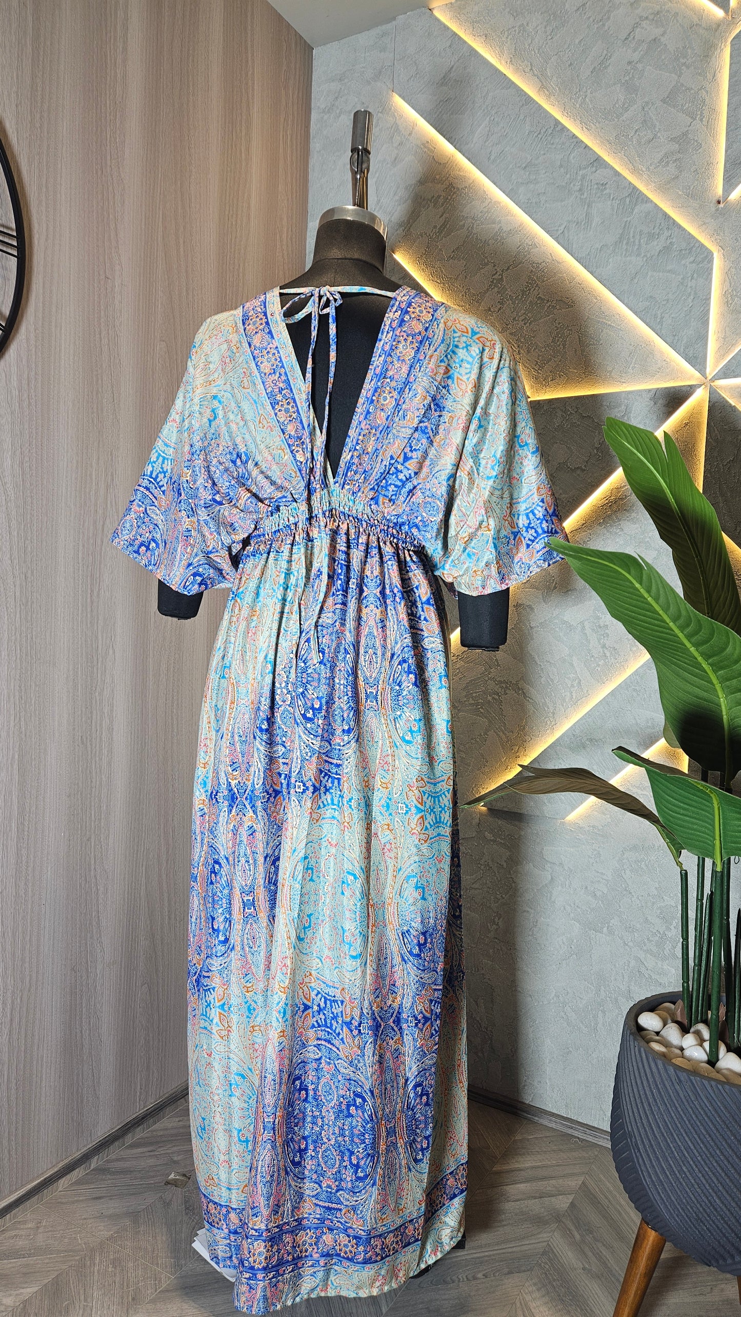 065-D-HOB Elegant Indian Boho Kaftan Maxi Dress – Made in India
