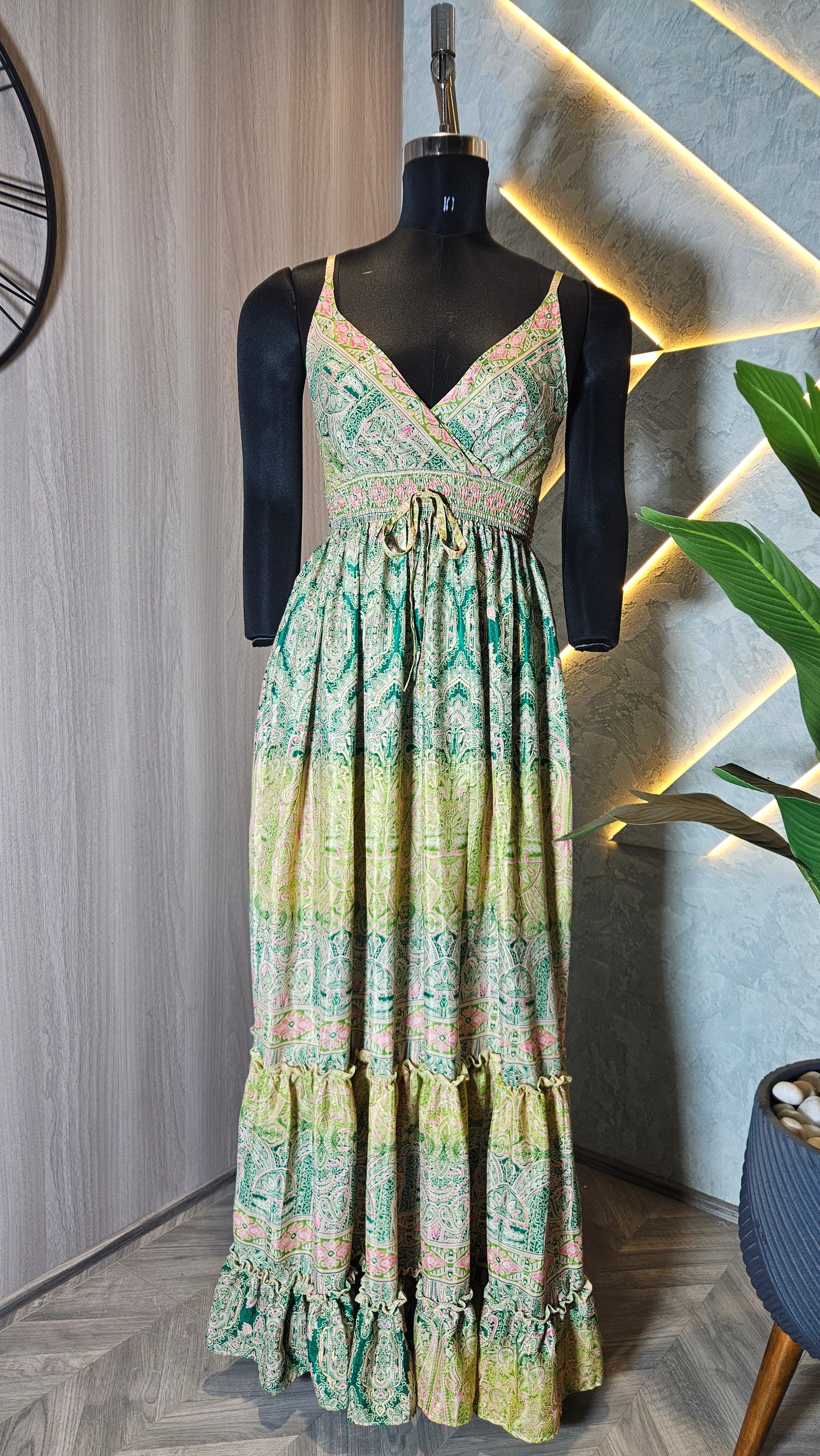 066-D-HOB Bohemian Printed Cotton Maxi Dress – Made in India