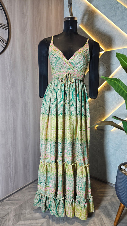 066-D-HOB Bohemian Printed Cotton Maxi Dress – Made in India