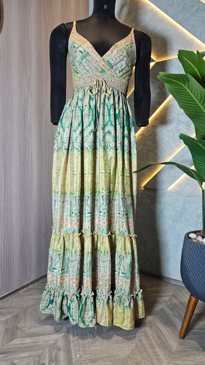 066-D-HOB Bohemian Printed Cotton Maxi Dress – Made in India