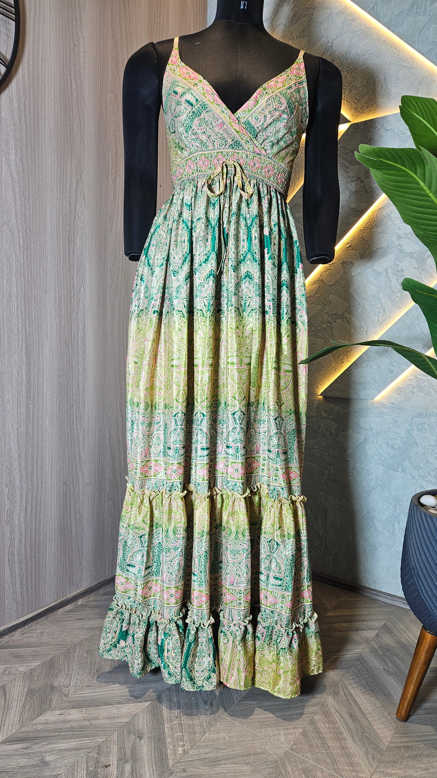 066-D-HOB Bohemian Printed Cotton Maxi Dress – Made in India