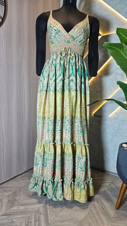 066-D-HOB Bohemian Printed Cotton Maxi Dress – Made in India