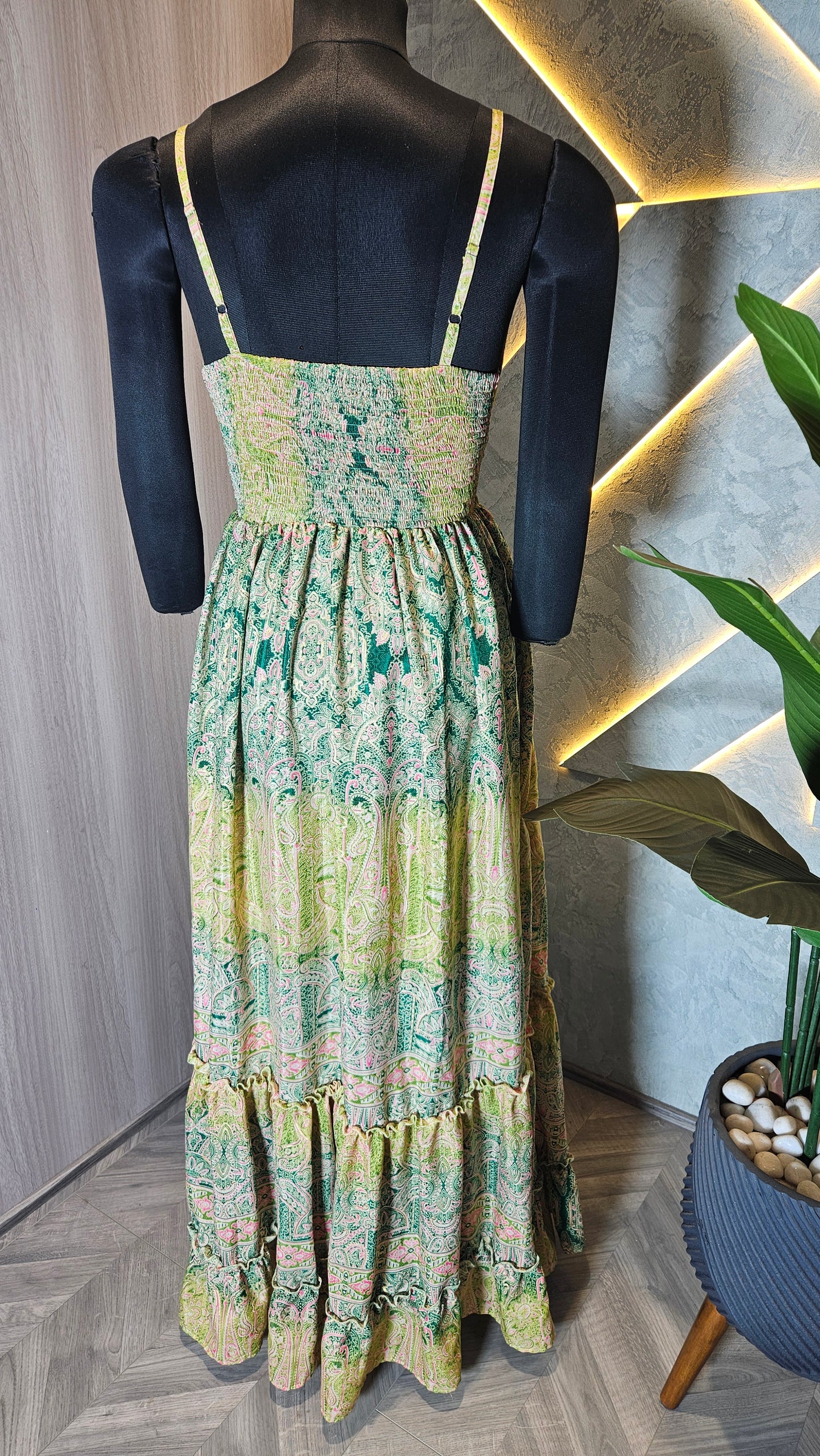 066-D-HOB Bohemian Printed Cotton Maxi Dress – Made in India