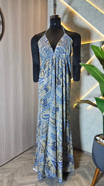 067-D-HOB Bohemian-Inspired Halter Neck Long Dress – Made in India