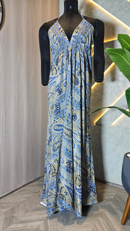 067-D-HOB Bohemian-Inspired Halter Neck Long Dress – Made in India