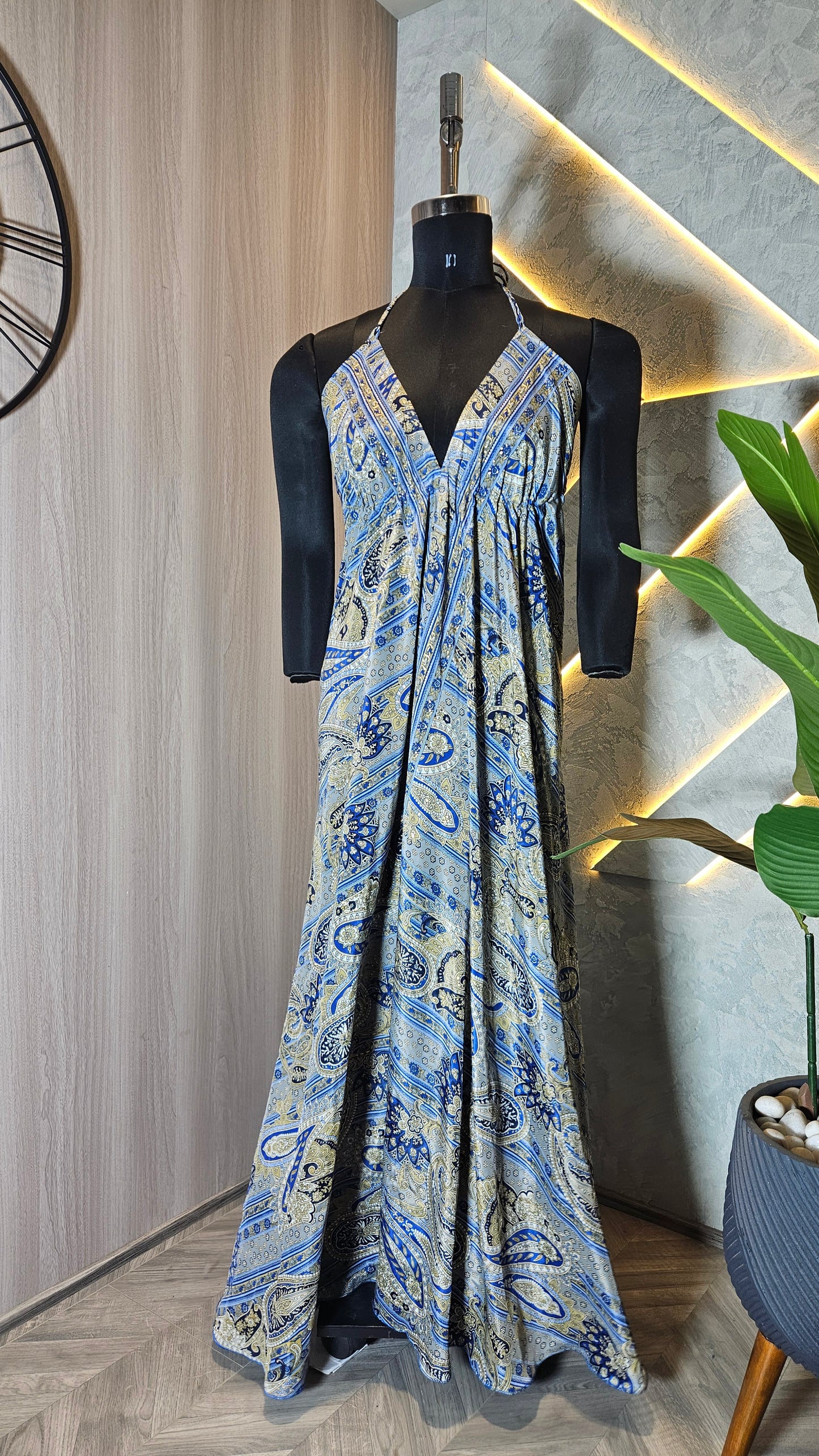 067-D-HOB Bohemian-Inspired Halter Neck Long Dress – Made in India