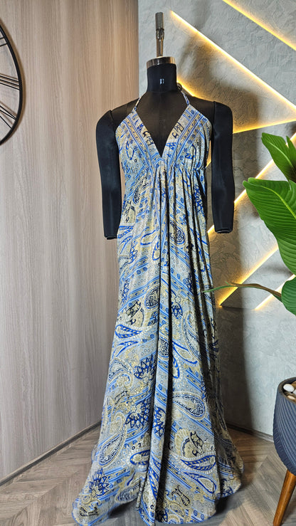 067-D-HOB Bohemian-Inspired Halter Neck Long Dress – Made in India
