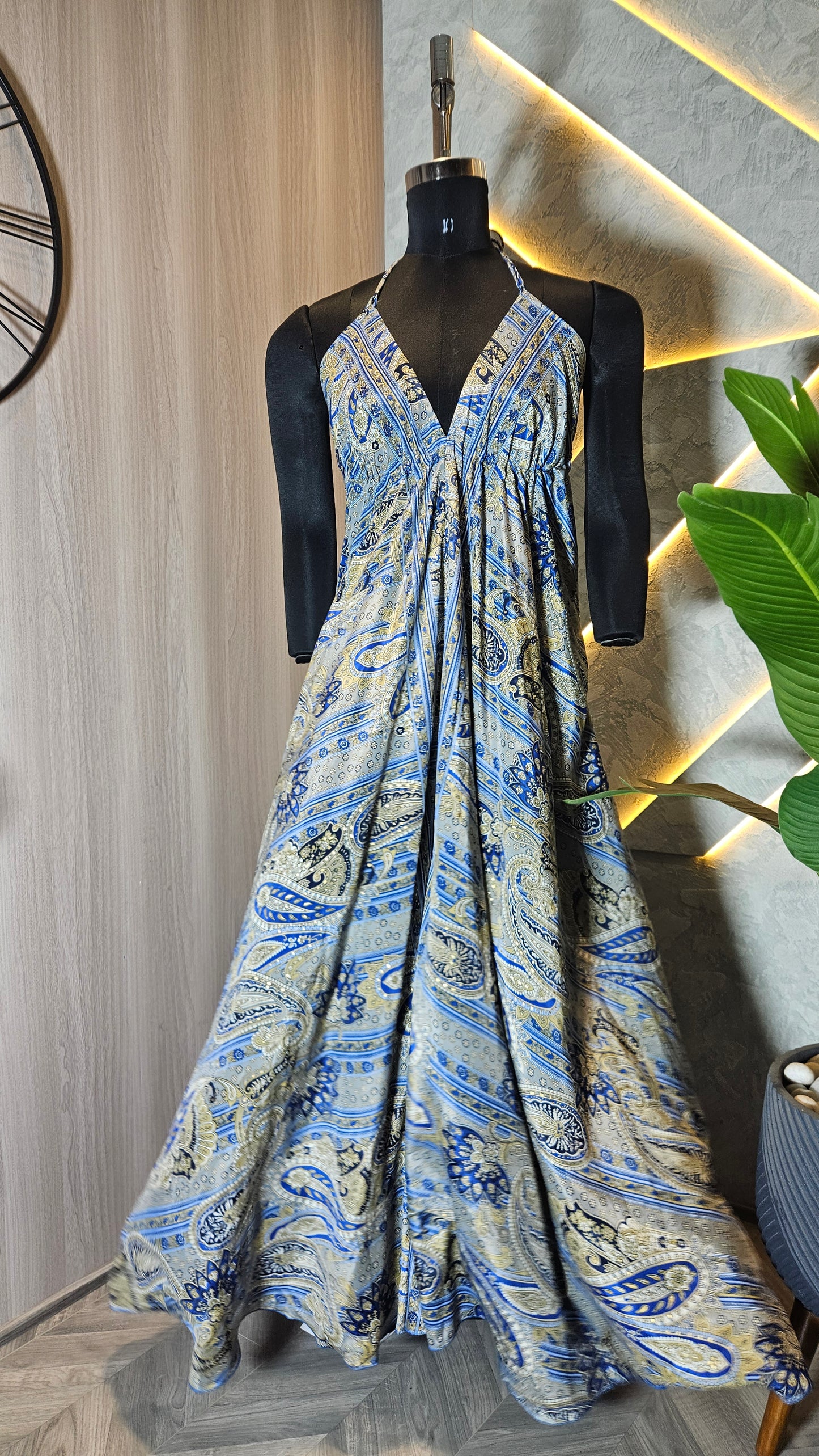 067-D-HOB Bohemian-Inspired Halter Neck Long Dress – Made in India