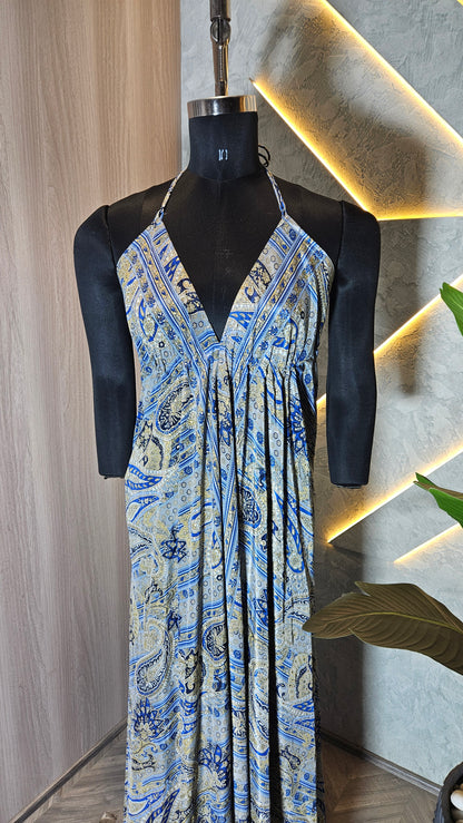 067-D-HOB Bohemian-Inspired Halter Neck Long Dress – Made in India