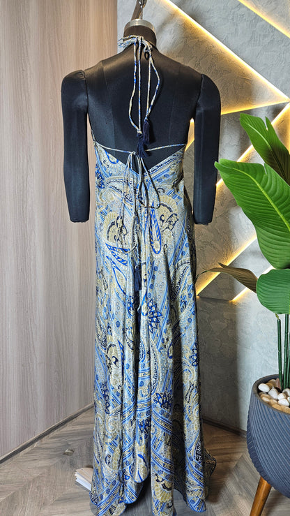 067-D-HOB Bohemian-Inspired Halter Neck Long Dress – Made in India