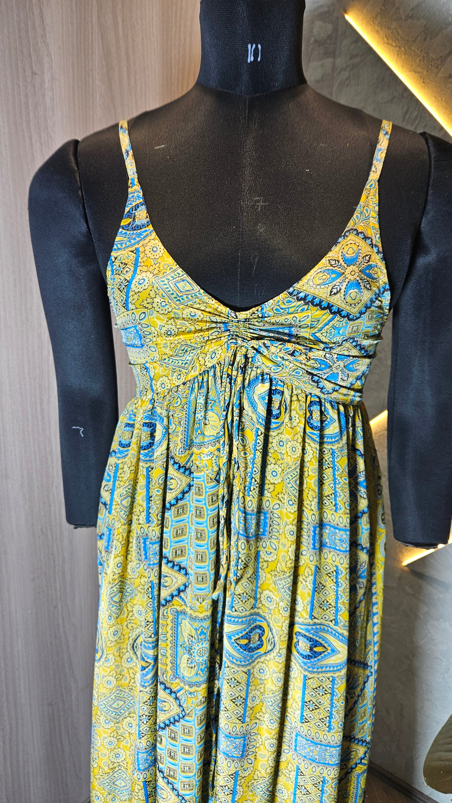 068-D-HOB Bohemian Printed Spaghetti Strap Maxi Dress – Made in India