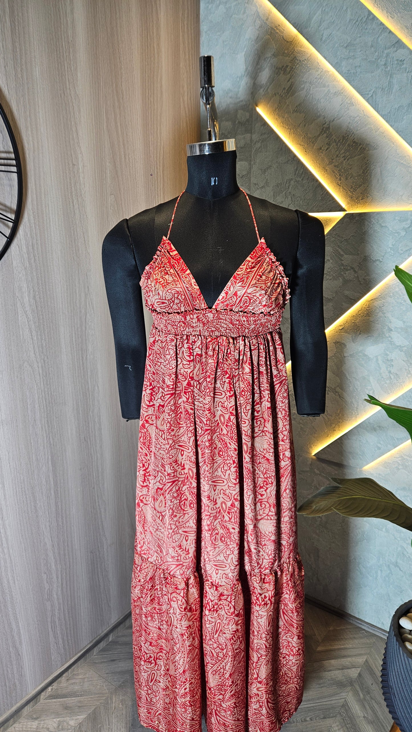 069 -D-HOB Bohemian Red Paisley Print Maxi Dress – Made in India