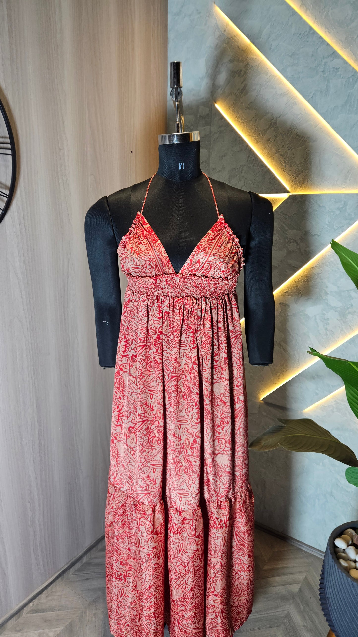 069 -D-HOB Bohemian Red Paisley Print Maxi Dress – Made in India