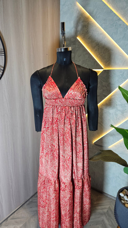 069 -D-HOB Bohemian Red Paisley Print Maxi Dress – Made in India