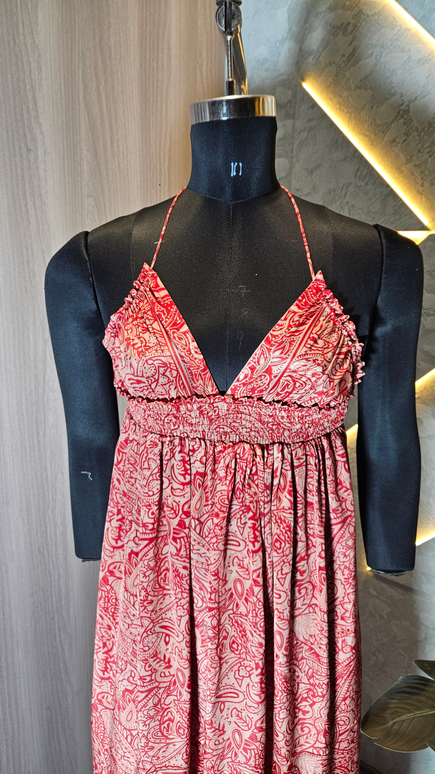 069 -D-HOB Bohemian Red Paisley Print Maxi Dress – Made in India