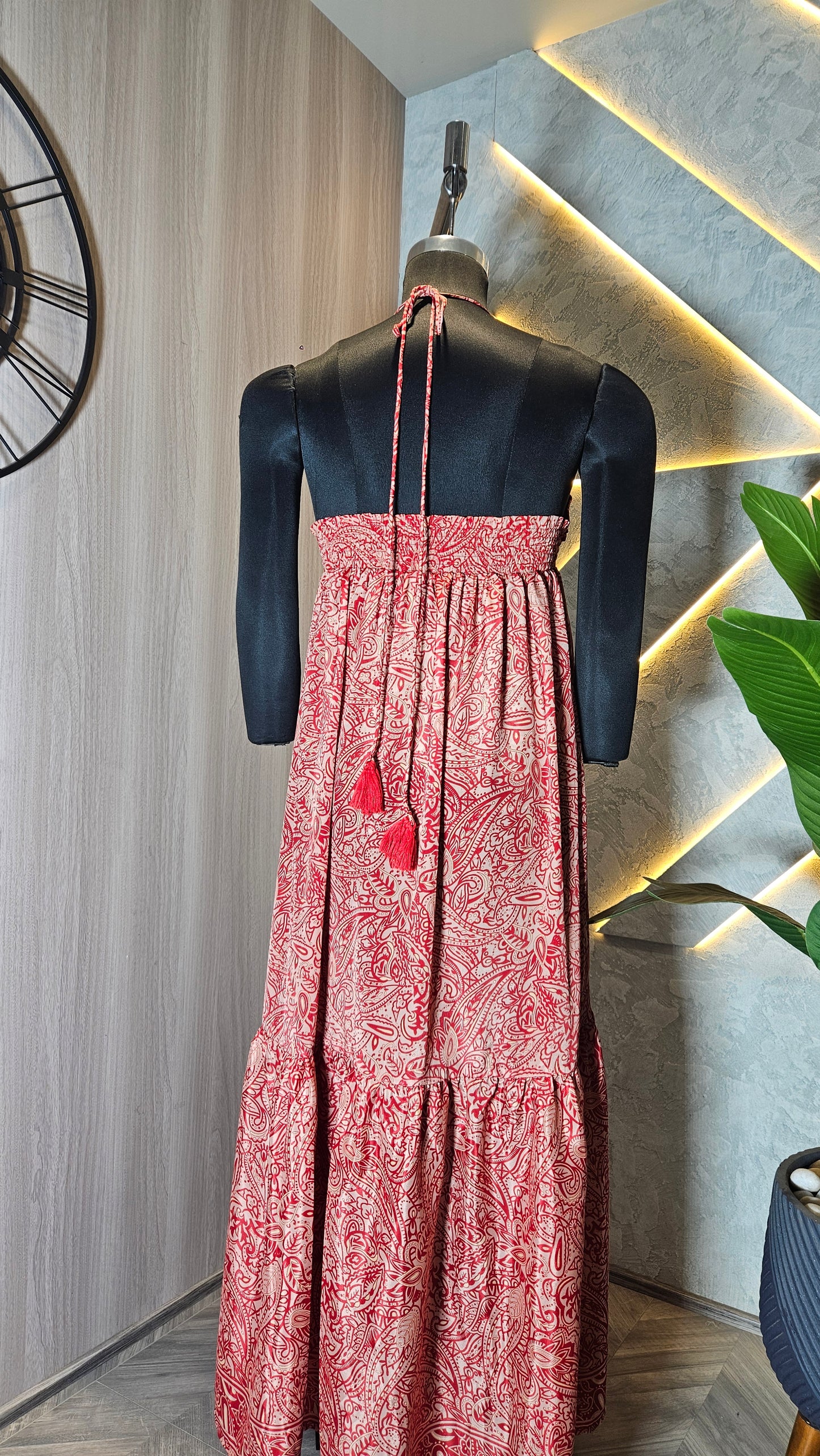 069 -D-HOB Bohemian Red Paisley Print Maxi Dress – Made in India