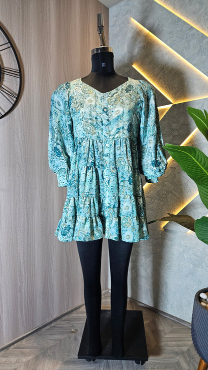 070 -D-HOB Floral Print Tiered Dress – Made in India