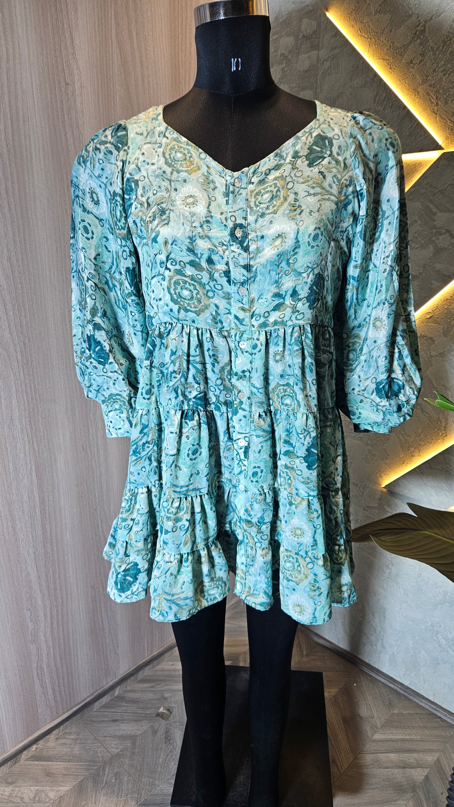 070 -D-HOB Floral Print Tiered Dress – Made in India