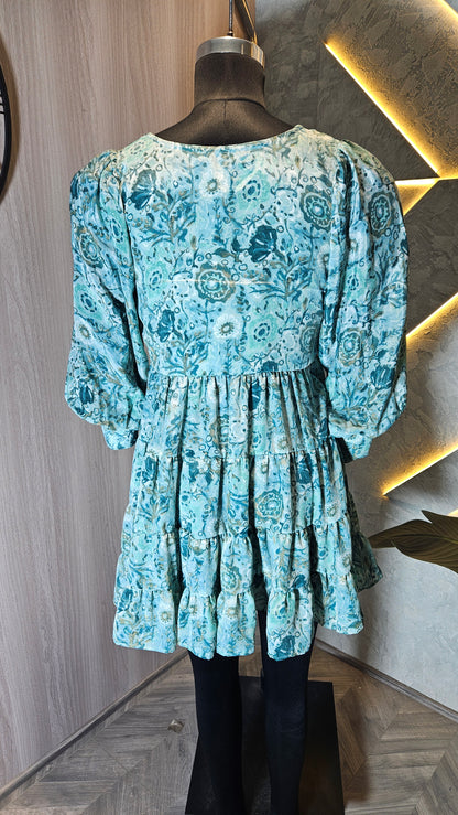 070 -D-HOB Floral Print Tiered Dress – Made in India