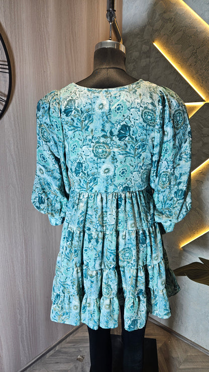 070 -D-HOB Floral Print Tiered Dress – Made in India