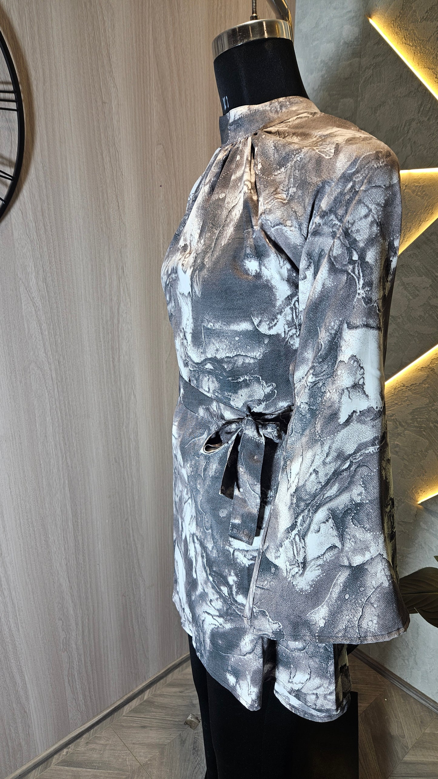 071 -D-HOB Marble Print Wrap Dress Top – Made in India