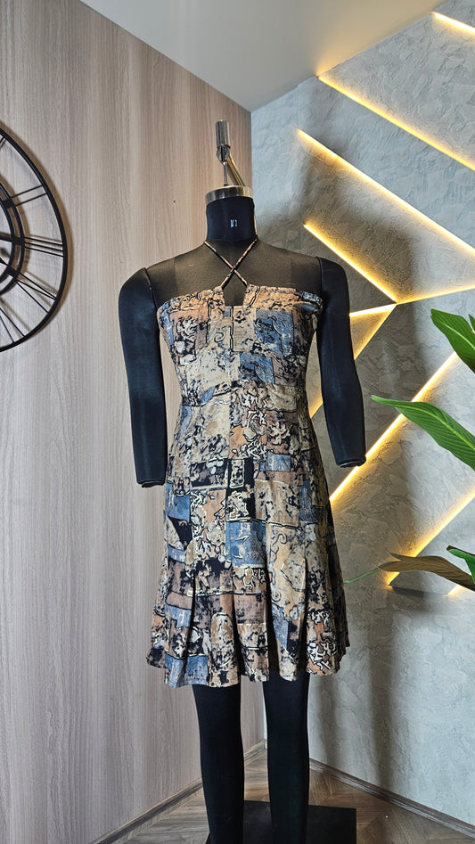 072-D-HOB Marble Print Wrap Dress Top – Made in India