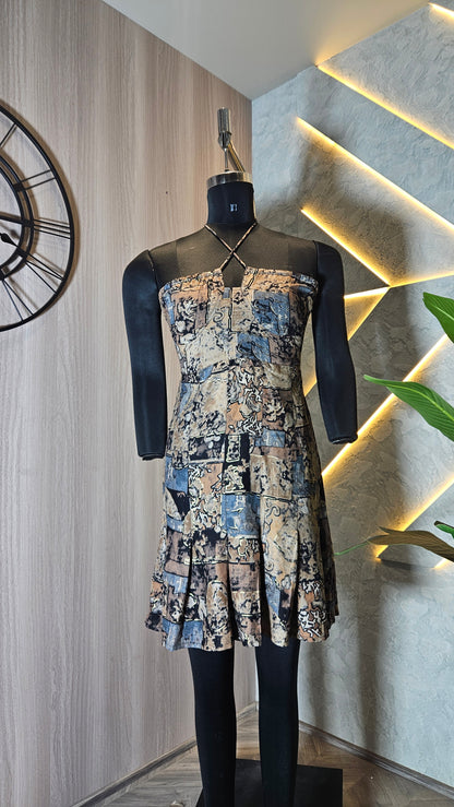 072-D-HOB Marble Print Wrap Dress Top – Made in India