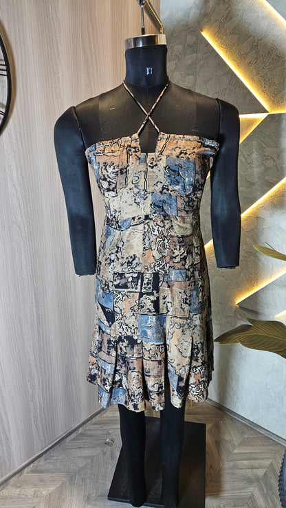 072-D-HOB Marble Print Wrap Dress Top – Made in India