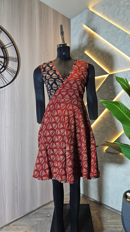 074-D-HOB women's Bohemian Fusion A-line Dress– Made in India