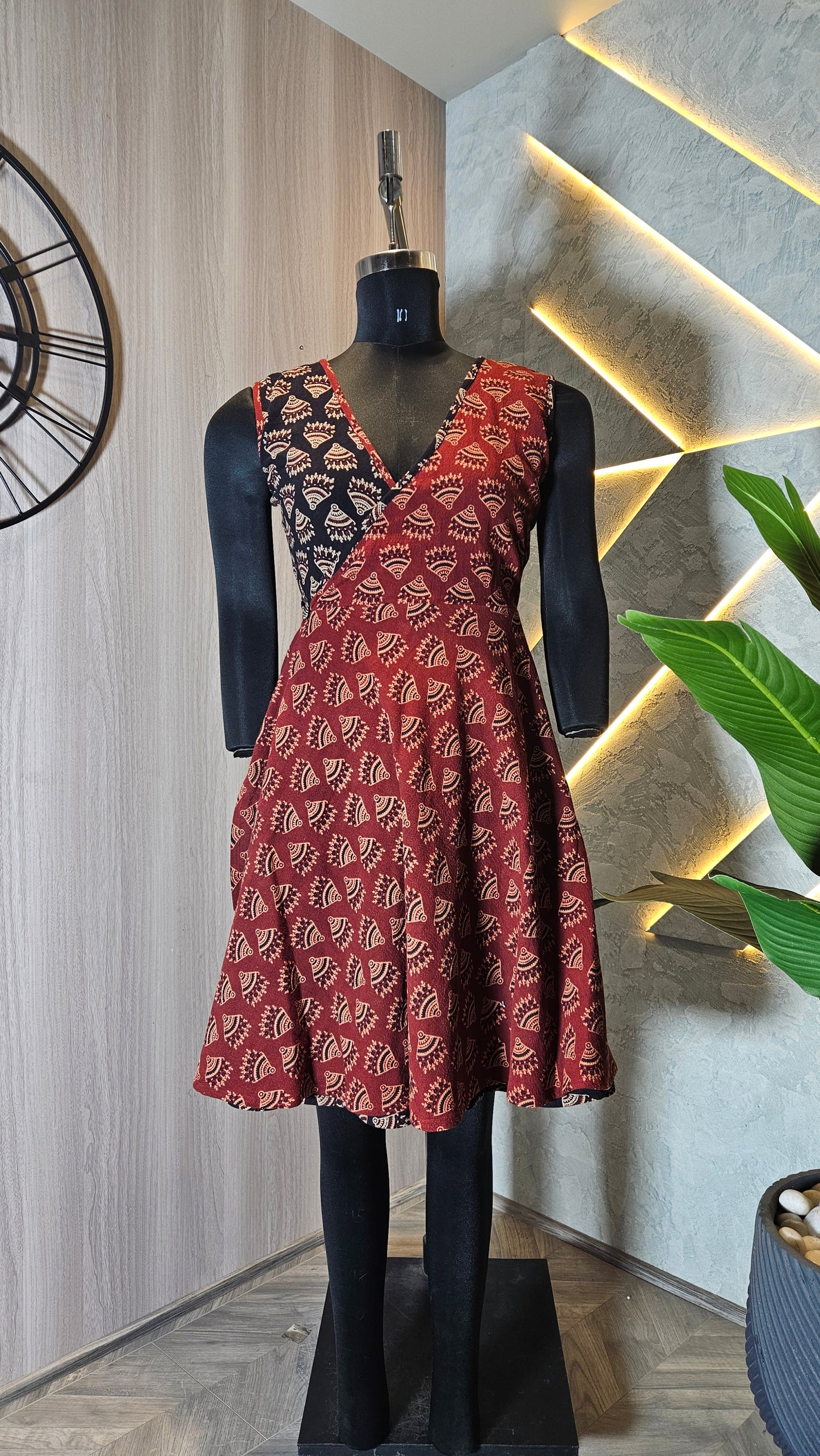 074-D-HOB women's Bohemian Fusion A-line Dress– Made in India