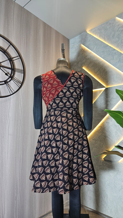 074-D-HOB women's Bohemian Fusion A-line Dress– Made in India