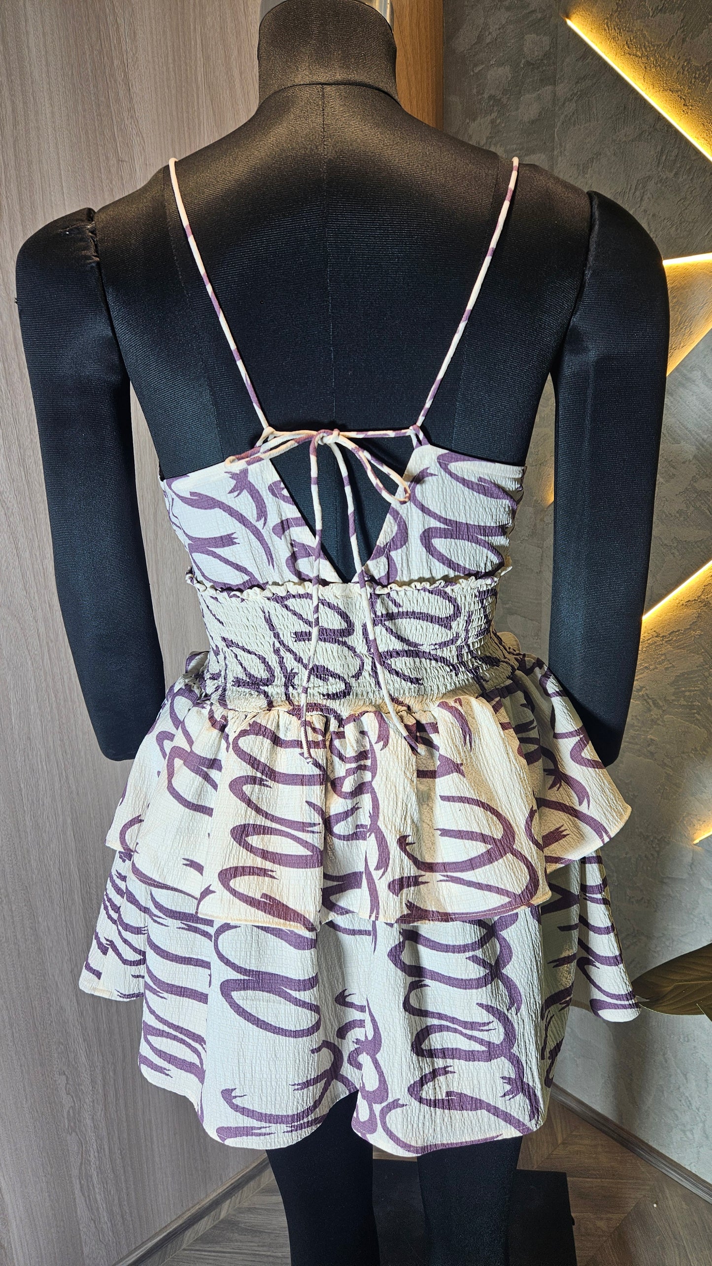 075-D-HOB Women’s Trendy Tie-Front Smocked Crop Top with Peplum Skirt – Made in India