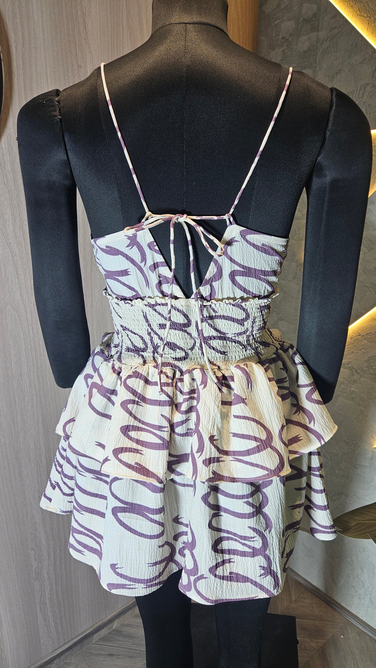 075-D-HOB Women’s Trendy Tie-Front Smocked Crop Top with Peplum Skirt – Made in India