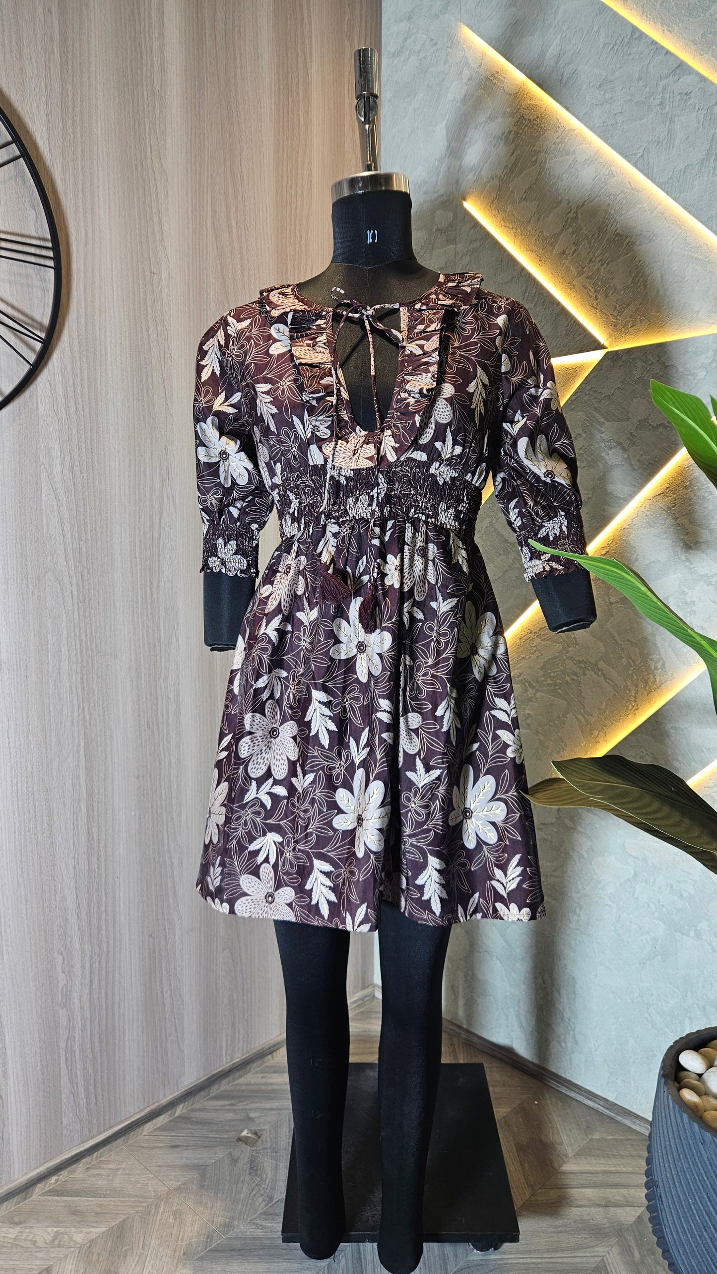 078-D-HOB Women's Boho Floral Smocked Waist Peasant Top – Made in India