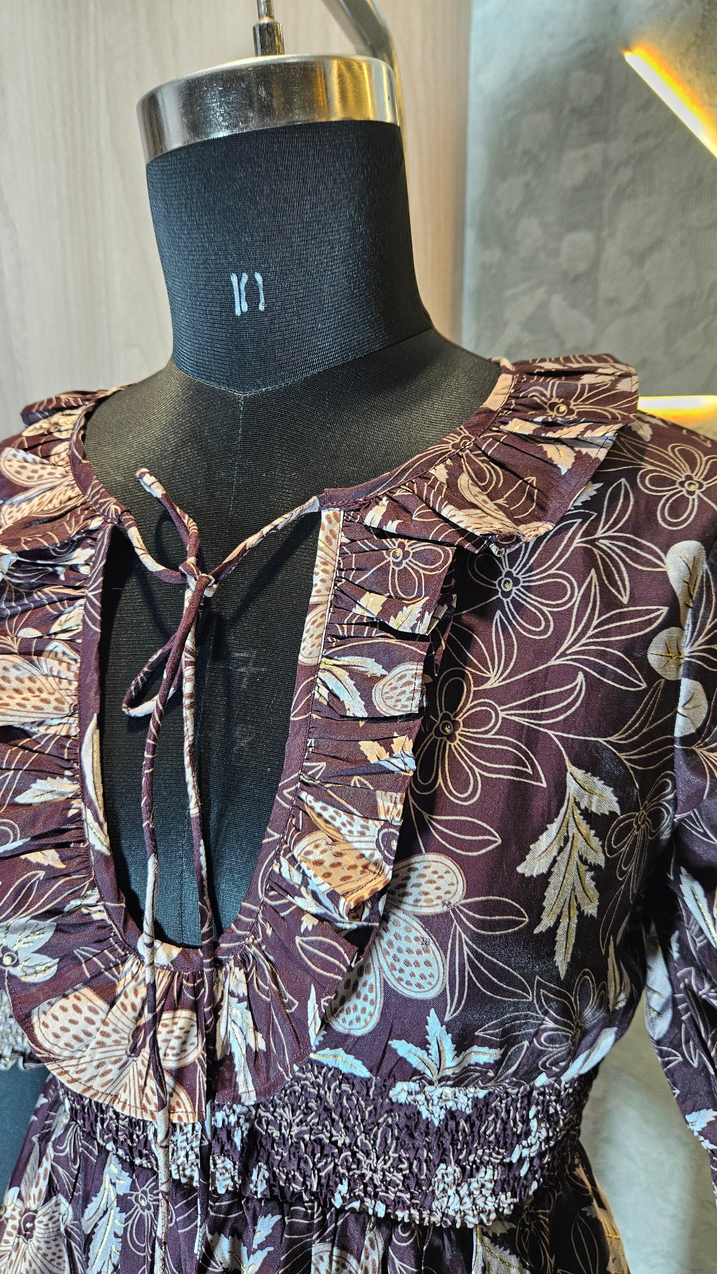 078-D-HOB Women's Boho Floral Smocked Waist Peasant Top – Made in India