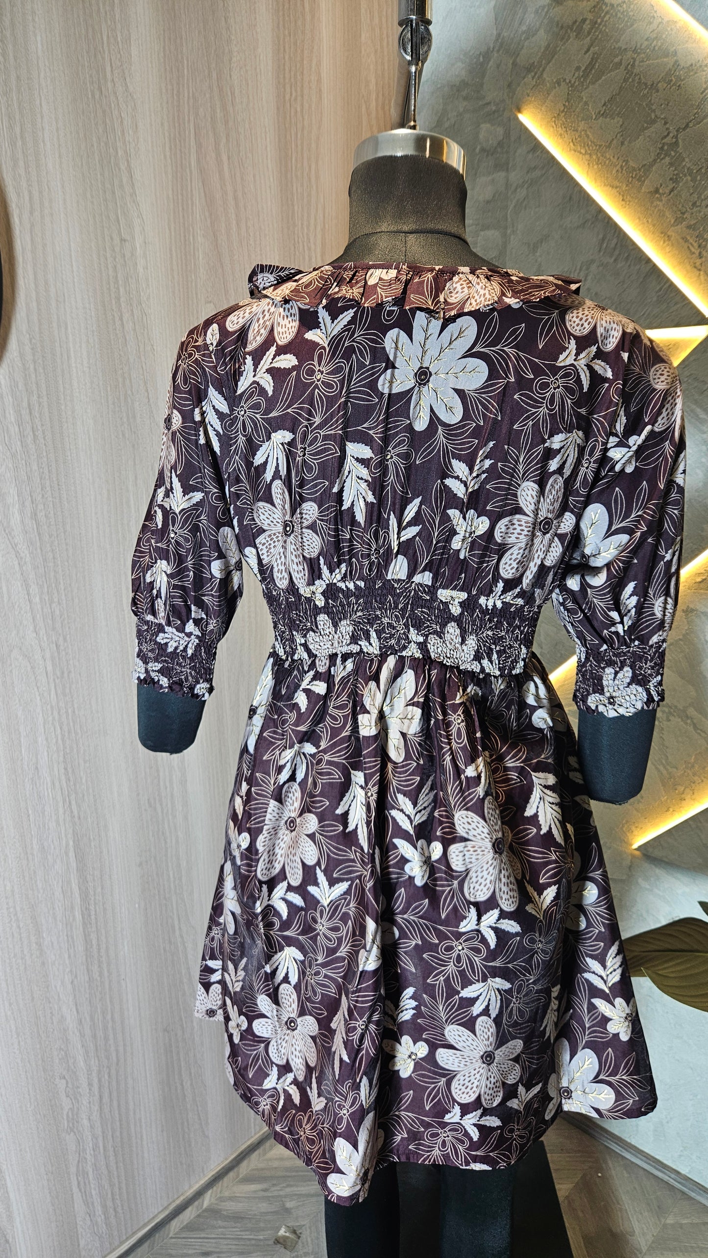 078-D-HOB Women's Boho Floral Smocked Waist Peasant Top – Made in India