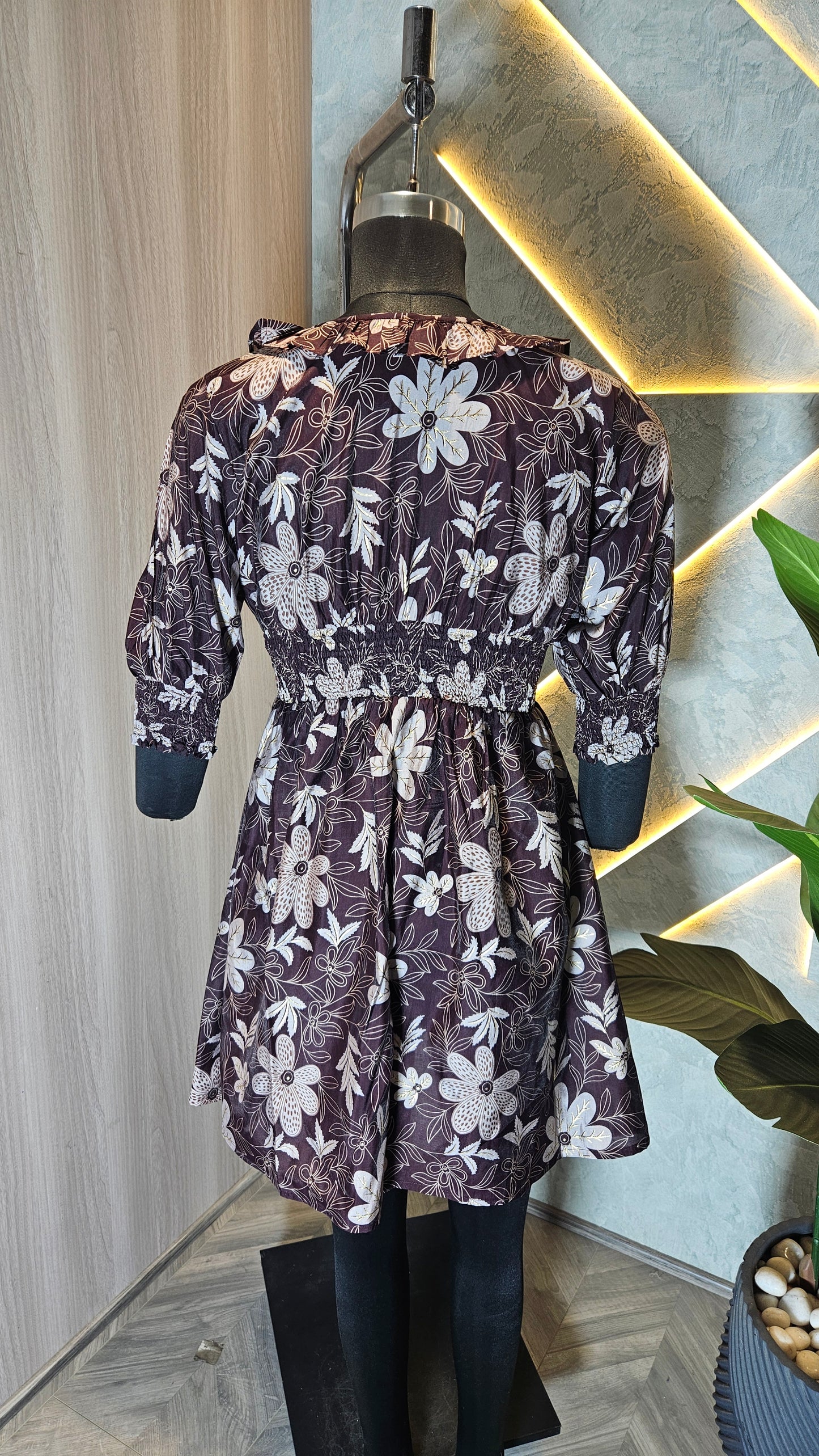 078-D-HOB Women's Boho Floral Smocked Waist Peasant Top – Made in India