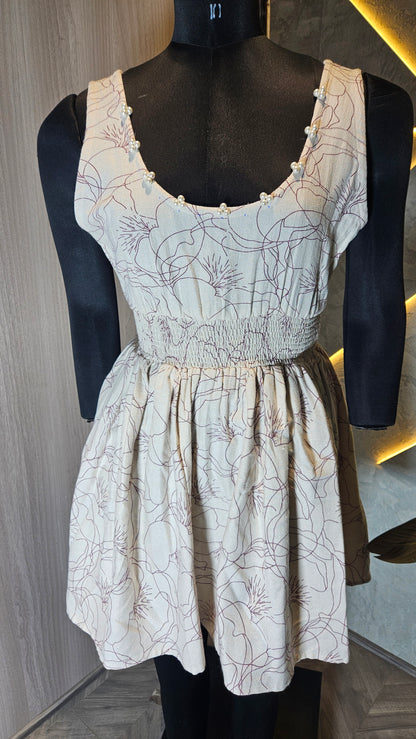 082-D-HOB Women's Sleeveless Smocked Bodice Floral Cotton Top – Made in India