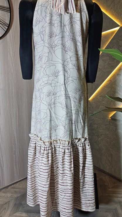 083-D-HOB Handcrafted Cotton Halter Neck Maxi Dress – Made in India