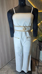 096-JS-HOB Women's Handcrafted Cotton Jumpsuit with Decorative Lace Belt – Made in India