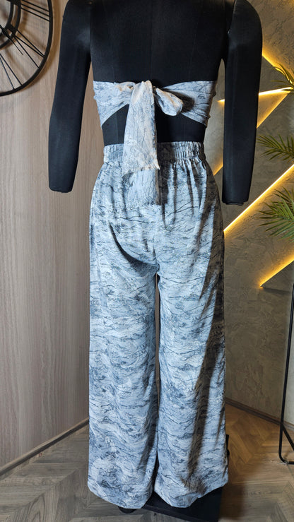 0102-C-HOB Women's Strapless Marble-Print Jumpsuit- Made in India