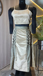 0106-C-HOB Elegant Velvet Crop Top & Corset Lace-Up Skirt Set - Made in India